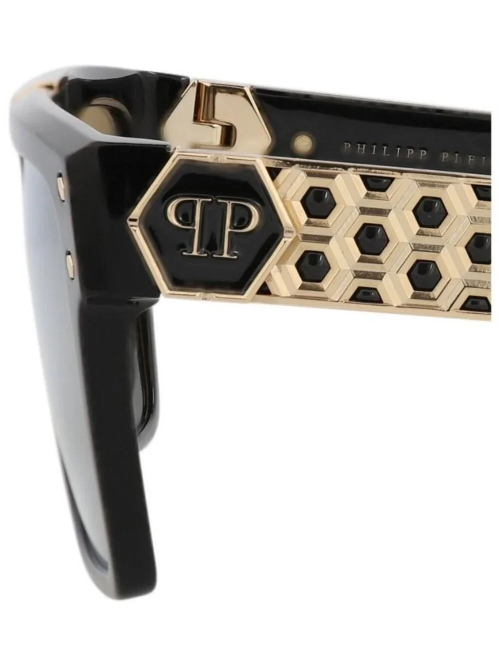 New Philipp Plein Unisex Square/Rectangle Black Black Gold Fashion Designer Sung